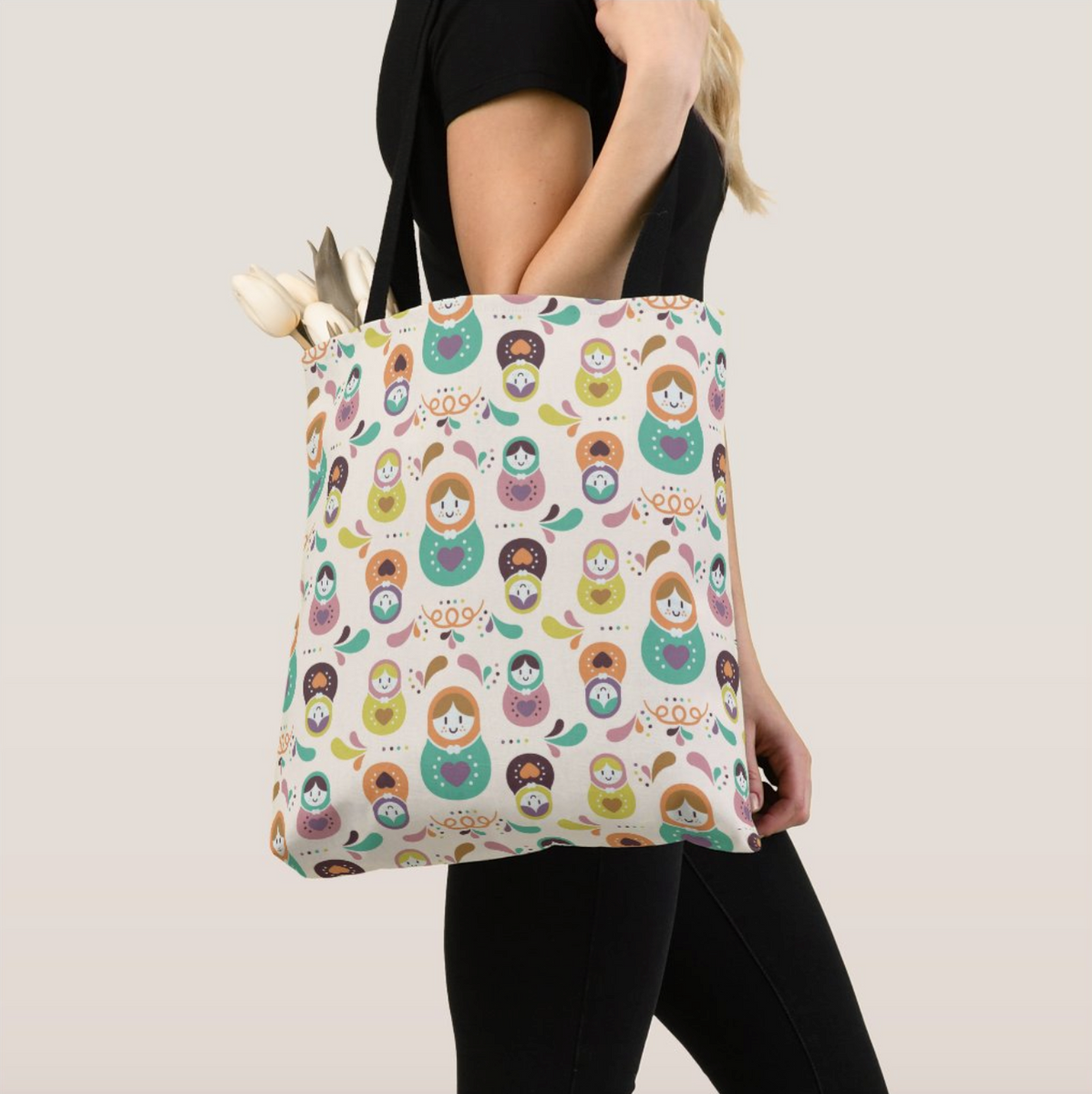 Sac Femme Style Poupée Russe - Création Artisanale En Coton - Multicolore - Neuf Sans étiquettes