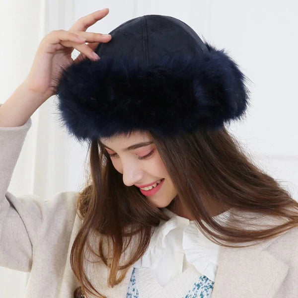 Ushanka Bonnet d'hiver en fourrure noire avec emblème étoile rouge Taille XL, Noir/blanc, Grand/très grand