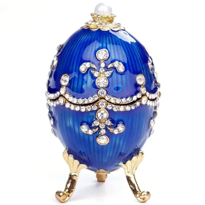Pendentif œuf Russe Fabergé Inspiré - Émail Bleu Avec Breloque Ange - Occasion