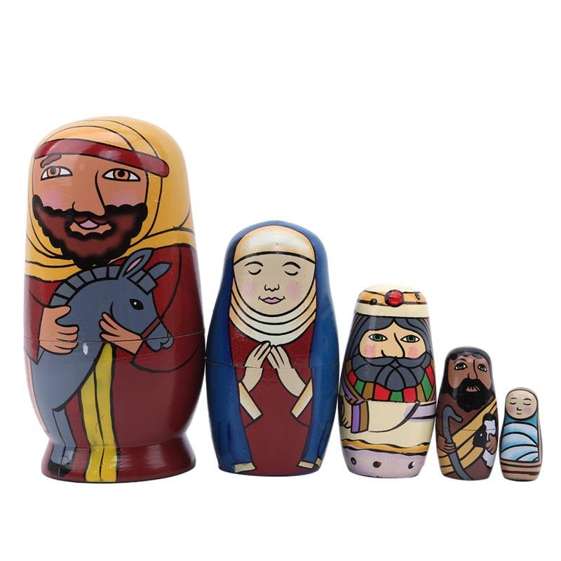 Peinture Main Non Toxique Poupées Gigognes Russes Matriochka 10 Pièces En Bois - Jouet Empilable Et Décoration, Hauteur 21 Cm