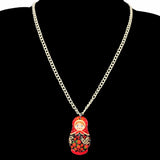 Pendentif matriochka rouge amour.