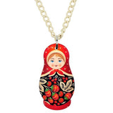 Collier matriochka rouge amour.