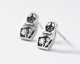 Boucles d'oreilles Matriochka en argent 925.