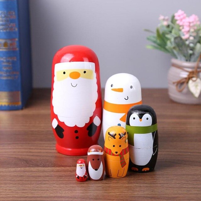 Lot De 7 Poupées Gigognes Fille Rouge, Poupée Russe En Bois Faite à La Main, Poupées Matryoshka, Ornements Babushka Pour Enfants, Cadeau D'anniversaire, Décoration De Fête De Noël à La Maison