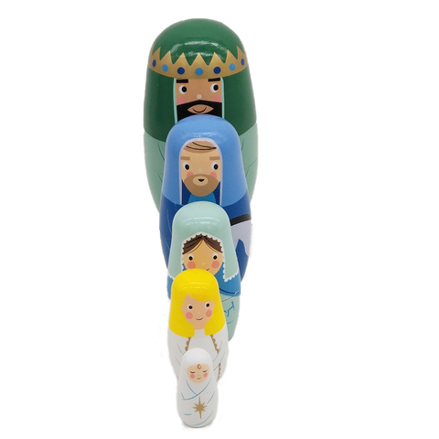 Poupées Gigognes Jésus - Matriochka Russe En Bois 5 Couches - Décoration Artisanale Noël, Mariage, Baptême Ou Fête Religieuse