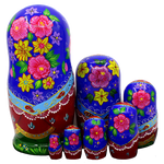 Poupée Russe grande taille multicolore avec fleurs.