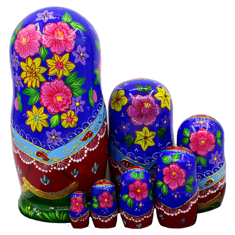 Poupée Russe grande taille multicolore avec fleurs.