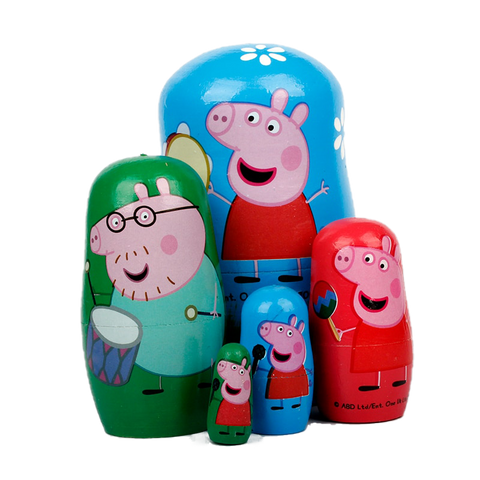 Famille Poupée Gigogne peppa pig bleu.