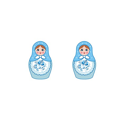 Boucles d'oreille poupée russe nuances bleu.