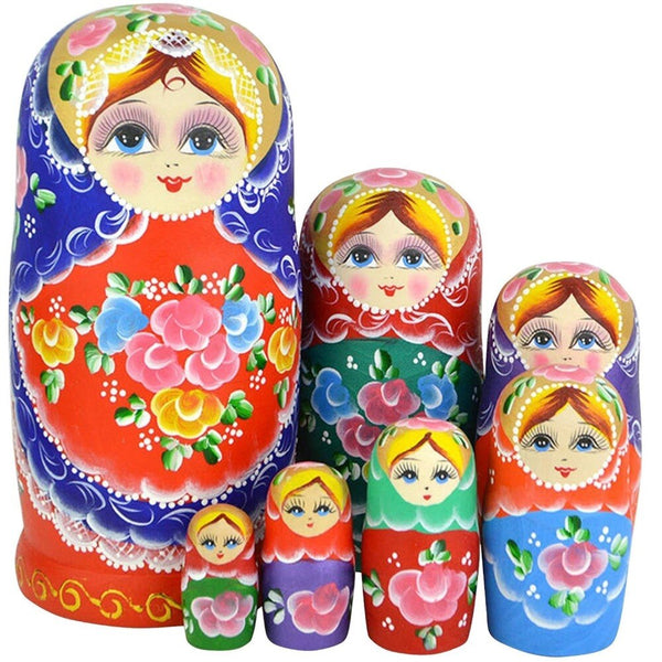 Matriochkas Russes Vertes Et Roses – Poupées Emboîtables Svetlova – Fait Main